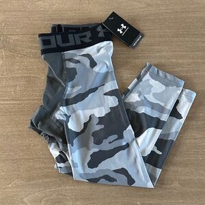NWT Under Armour Men’s Gray Camo Compression 3/4 Leggings Heat Gear - Medium